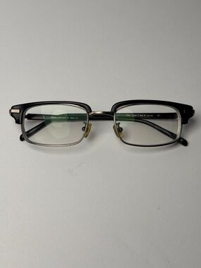 LUNOR Titanium Made in Japan Rectangular Half-Rim Eyeglasses Black Silver Flawed